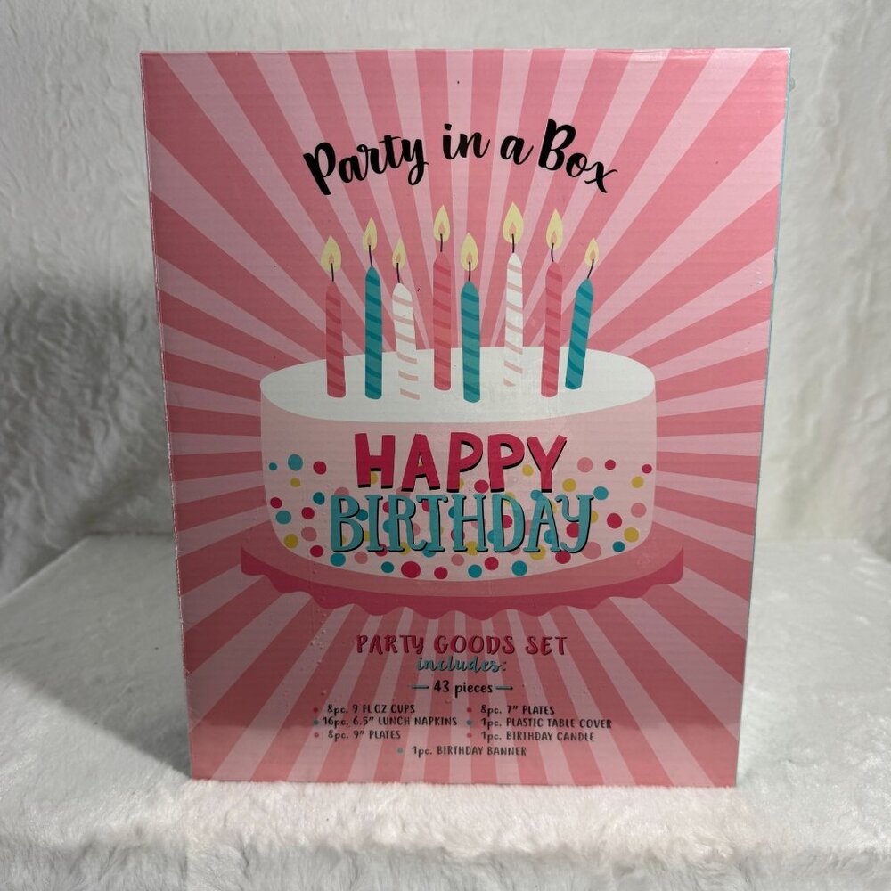 Birthday Party In A Box Set 43 PIECES Happy Birthday Set NEW Sealed